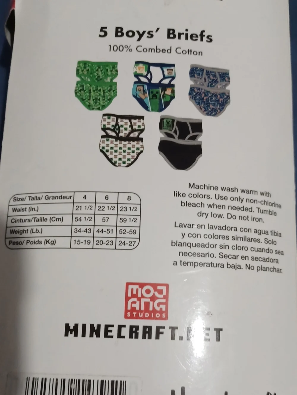Bundle Of 5 Minecraft & 7 Superheroes Kids Briefs Underwear Size 8